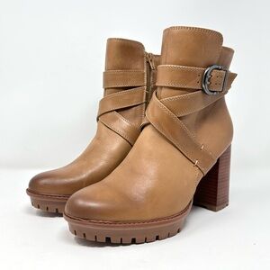 Naturalizer Lyra Womens Dark Bambu Leather Ankle Booties